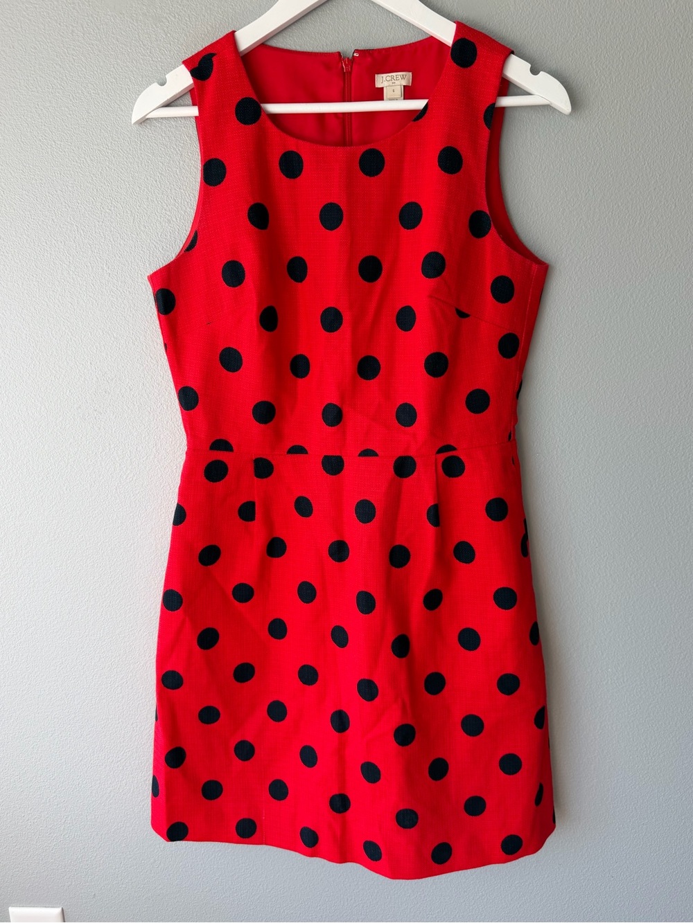 J Crew Factory red black dot cotton mini dress Women’s sz S